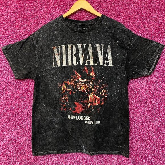 Nirvana Unplugged Acid Wash Tshirt size Large - Picture 1 of 4